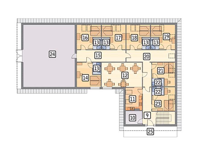 Stajnia dla 16 koni z częścią mieszkalną i składową SC07 