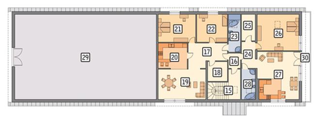 Stajnia dla 12 koni z częścią mieszkalną i składową SC12