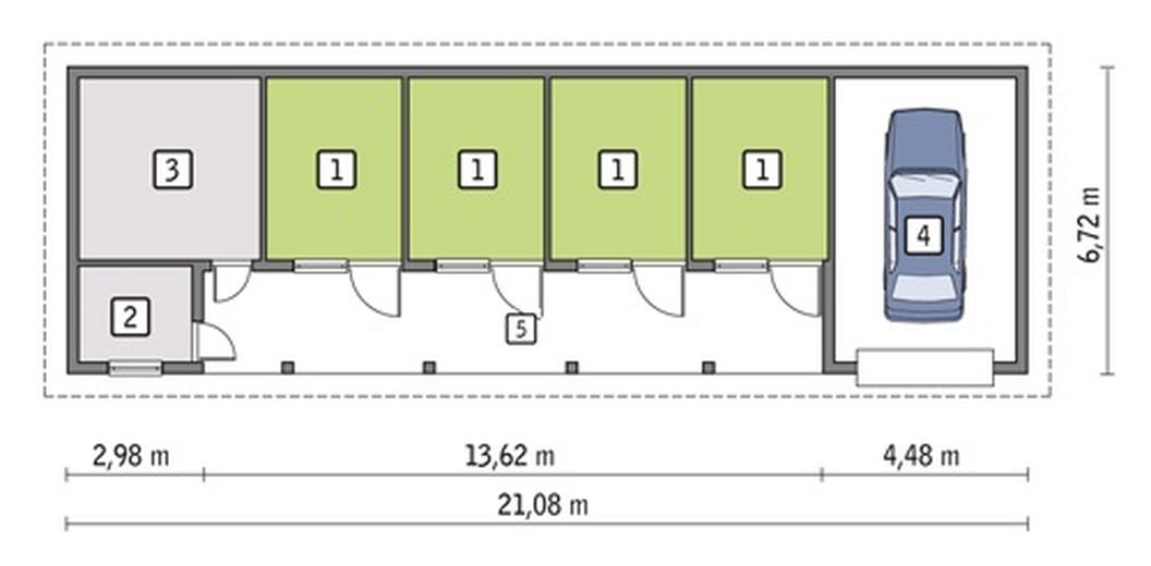 Stajnia dla 4 koni z poddaszem gospodarczym SC14a