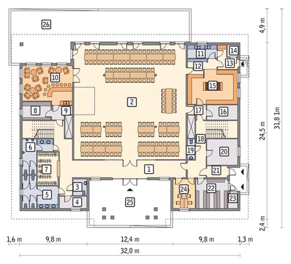 Budynek usługowy z pokojami gościnnymi