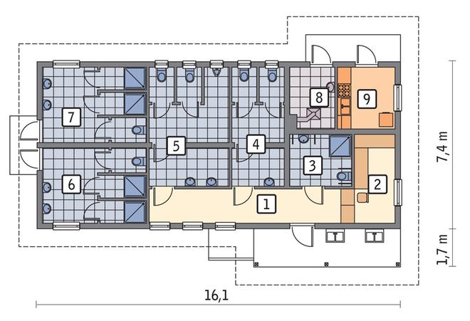 Budynek sanitarny, sezonowy UC54