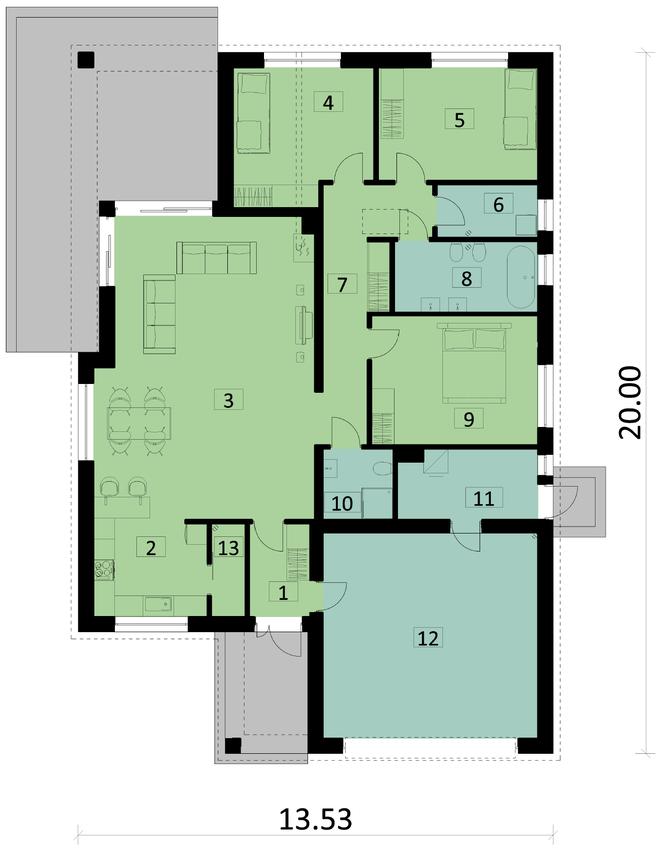 Projekt domu Ka23 war.2 Sz