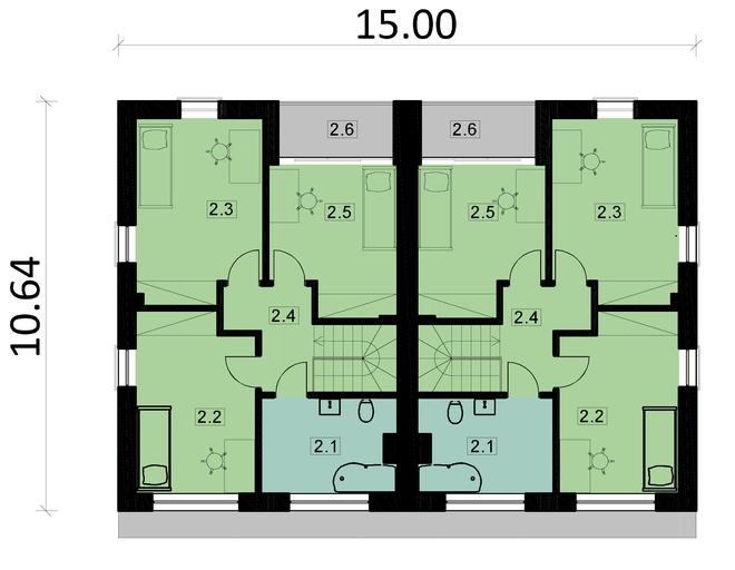 Projekt domu Ka12 (dwulokalowy / bliźniak)