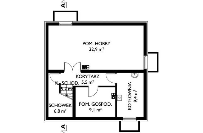 Rzut piwnicy POW. 69,4 m² 