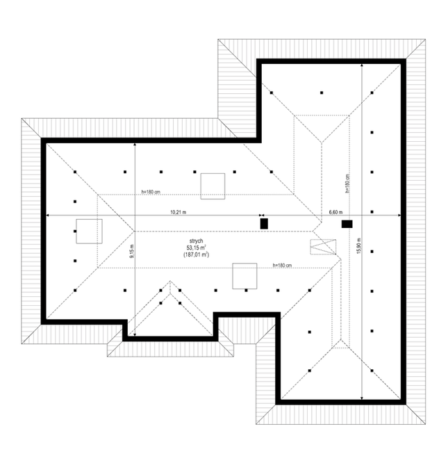 Rzut strychu POW. 0,0 m²