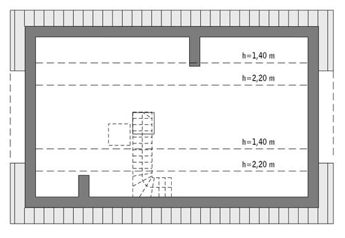 Rzut poddasza: do indywidualnej adaptacji (39,7 m2 powierzchni użytkowej) 