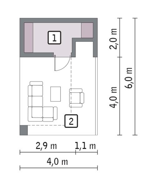 Rzut parteru POW. 4,6 m² 
