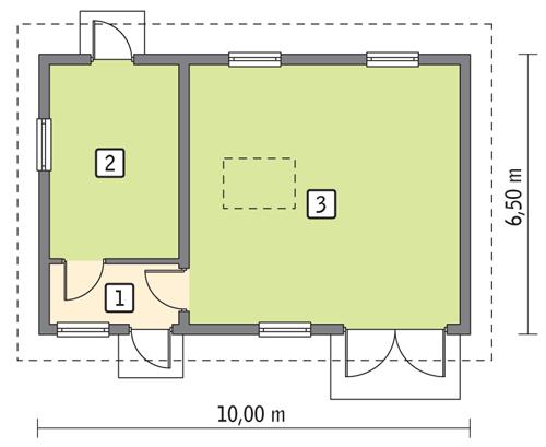 Rzut parteru POW. 54,8 m² 