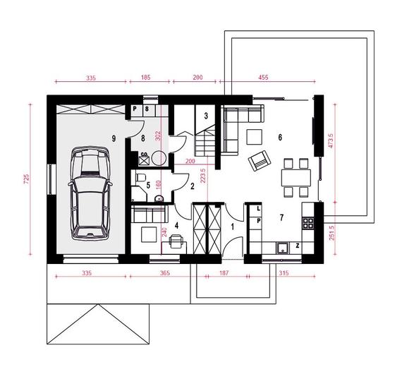 Hazi z garażem 1-st. [A]
