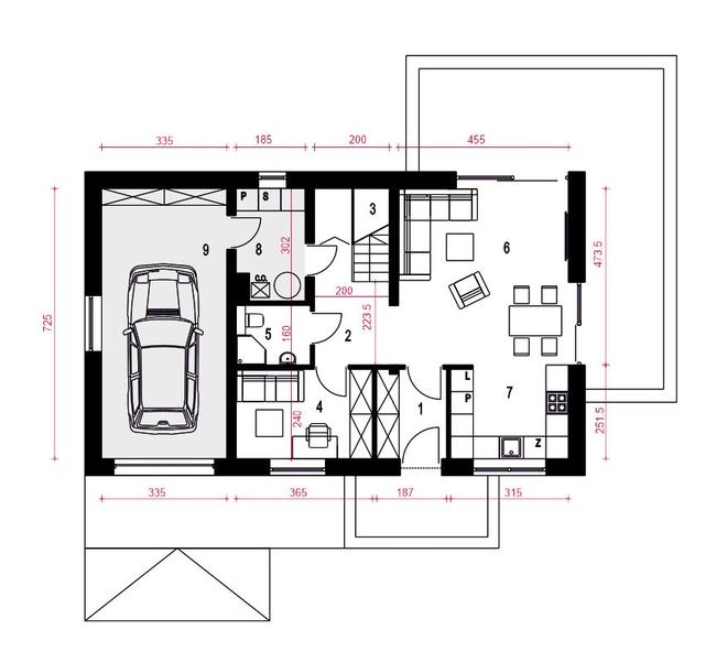 Hazi z garażem 1-st. [A]