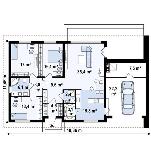 Projekt domu Z123 ZBL